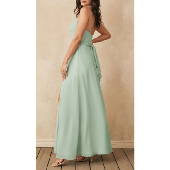 AW BRIDAL 4 S sage green chiffon Margo formal party maxi dress NEW B172 - Picture 2 of 5